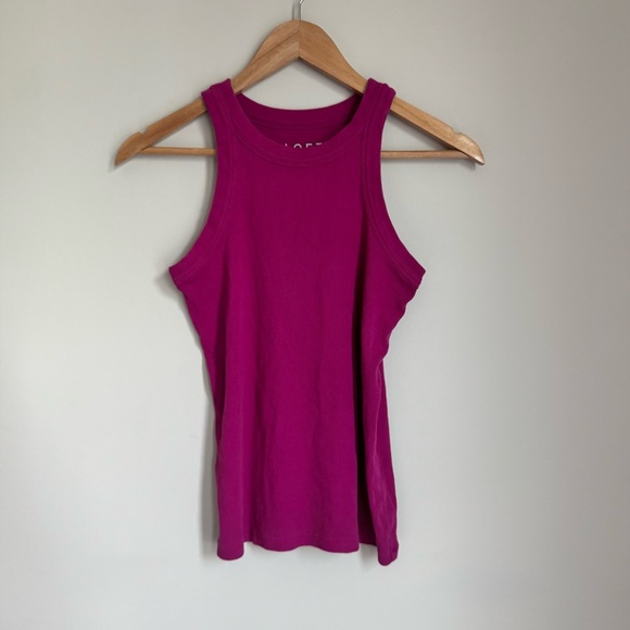 Loft Pink Fuschia Tank Top Women’s Size M Sleeveless Basic Racerback EUC - Picture 1 of 4